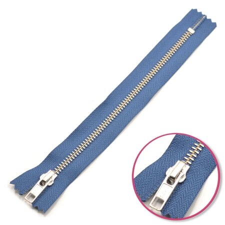 Zipper Denim-Blue 20cm Non Seperable Silver YKK (0573986-839)