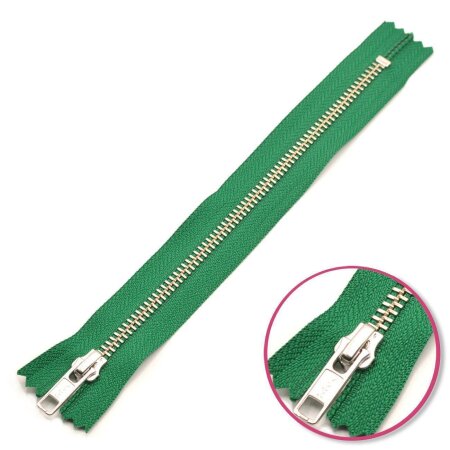Zipper Green 12cm Non Seperable Silver YKK (0573986-878)