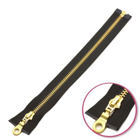 Zipper Black 25cm Seperable with Golden Teeth YKK (4166579-580)