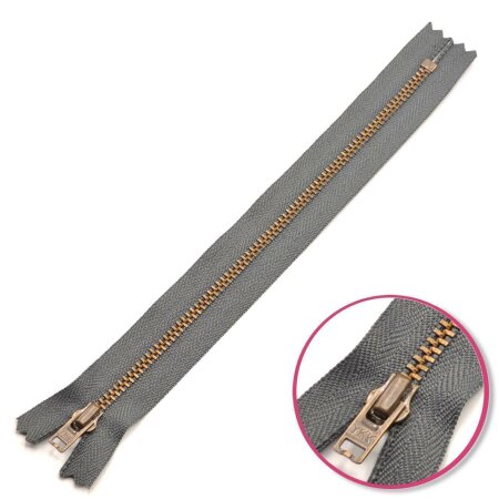 Zipper Slate-Grey Non Seperable with Teeth Metalic Antique YKK (0643475-182)