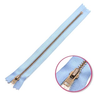 Zipper Pastel-Blue Non Seperable with Teeth Metalic...