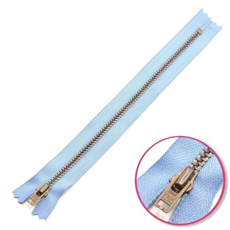 Zipper Pastel-Blue 8cm Non Seperable with Teeth Metalic Antique YKK (0643475-546)