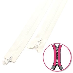 Zipper White two-ways Seperable with Teeth Plastic YKK...