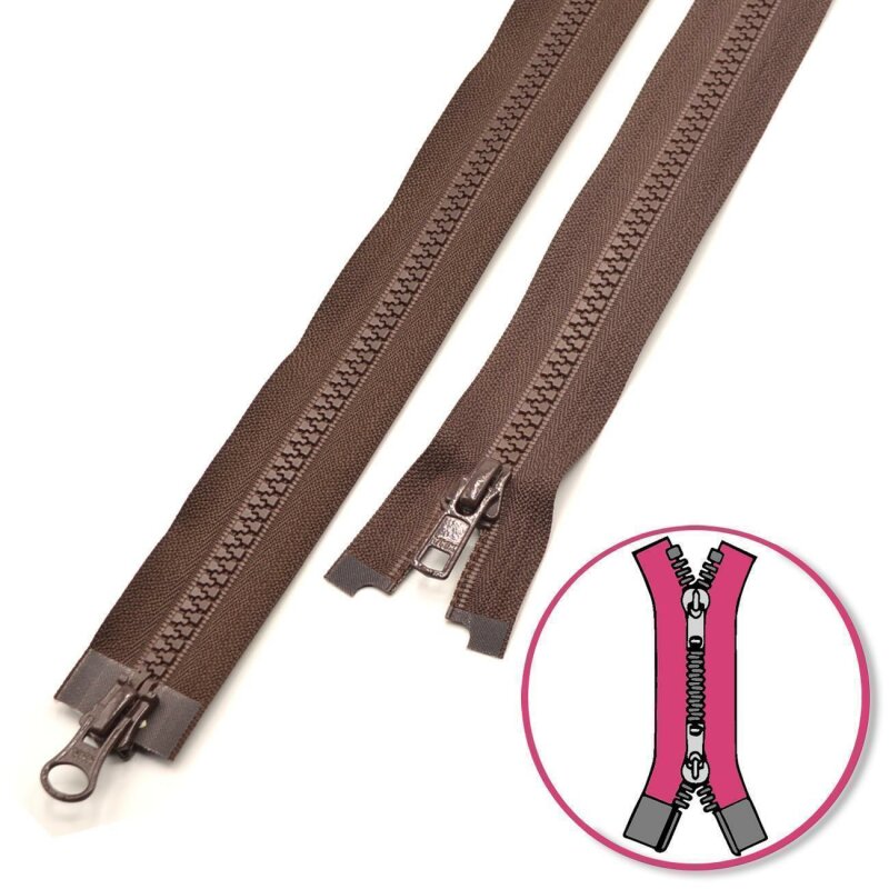 dark pink Set of 3 zippers 25 cm not separable