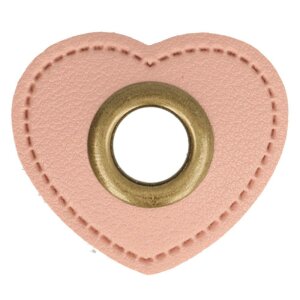 Leatherette Eyelette Patch Heart Light Pink 8mm - Bronze