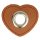 Leatherette Eyelette Patch Heart Brown 8mm - Nickel