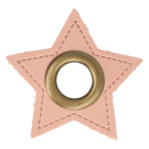 Leatherette Eyelette Patch Star Light Pink 8mm - Bronze