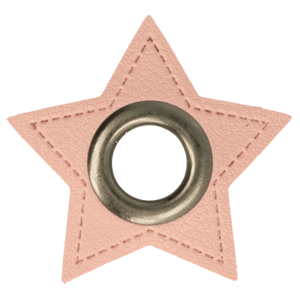 Leatherette Eyelette Patch Star Light Pink 11mm - old-Silver