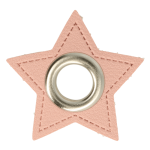 Leatherette Eyelette Patch Star Light Pink 11mm - Nickel