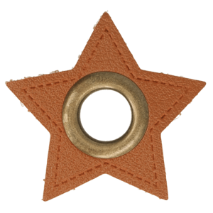 Leatherette Eyelette Patch Star Brown 8mm - Bronze