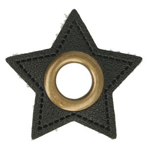 Leatherette Eyelette Patch Star Black 8mm - Bronze