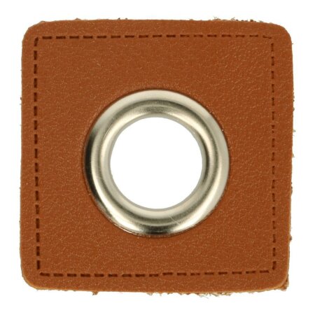 Leatherette Eyelette Patch Brown 8mm - Nickel