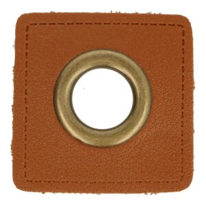 Leatherette Eyelette Patch Brown 14mm - Bronze