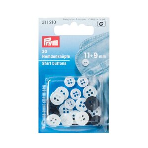 Laundry Buttons, 11mm + 9mm, Nacre / Anthracite 20 Pieces (311210)