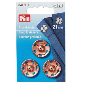Sew-on Snap Fastenerss, 21mm, RoséGold 3 Pieces...