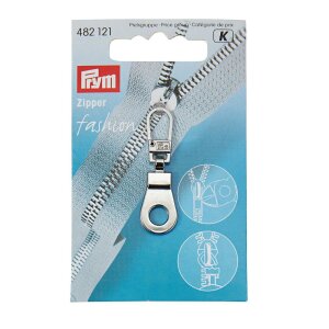 Fashion-Zipper, Eyelet, Silver-colored  (482121)