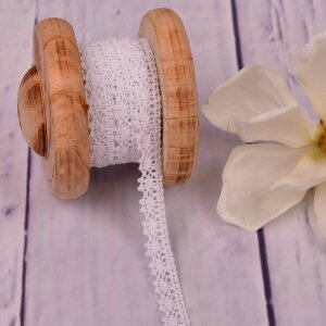 Knitted Trim Lace White 15 mm
