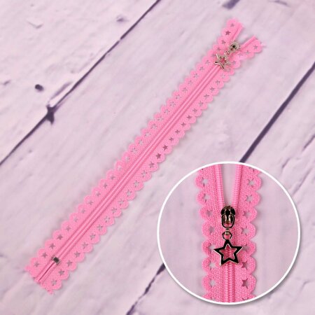 Zipper Stars Light Pink 24 cm