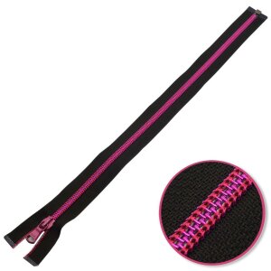 Zipper Metalic Pink on Black with Plastic Coil