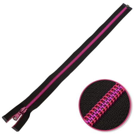 Zipper Metalic Pink 40cm on Black with Plastic Coil