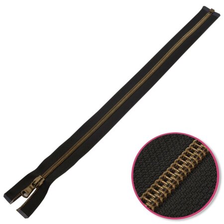 Zipper Metalic Brown 60cm on Black with Plastic Coil