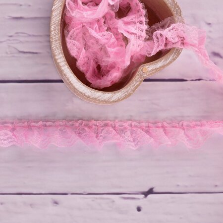 Ruffle Lace Ruffle Ribbon Light Pink 45mm