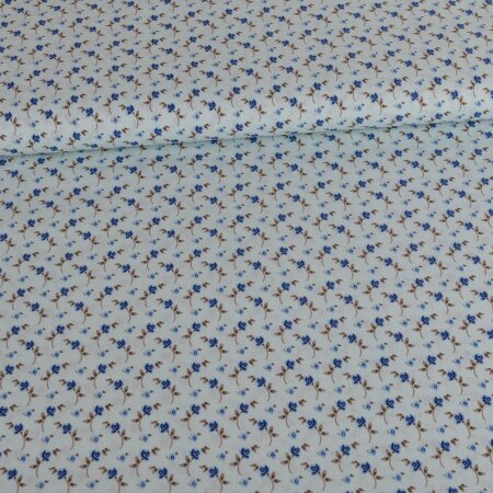 Cotton Woven Fabric Mini Roses on Blue