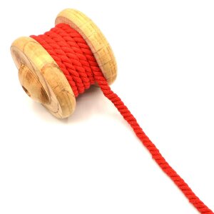 Twisted Cotton Cord Uni Red 8 mm