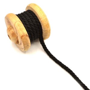 Twisted Cotton Cord Uni Black 8 mm