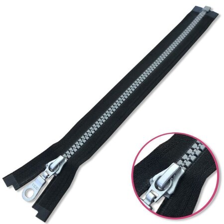 Zipper Black Seperable 70cm with Light Grey Plastic Teeth YKK (4335930-580)