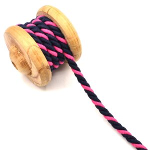 Twisted Cotton Cord Navy Pink 10mm