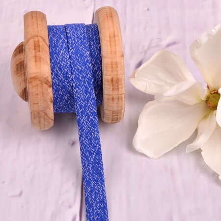 Flat Cotton Cord Hoodie String Royal Blue Melange 15mm