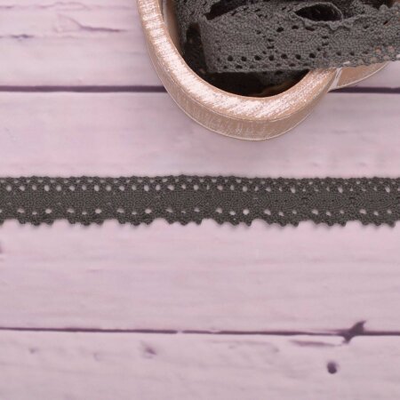 Knitted Trim Lace Trim Lace Dark Grey 25 mm