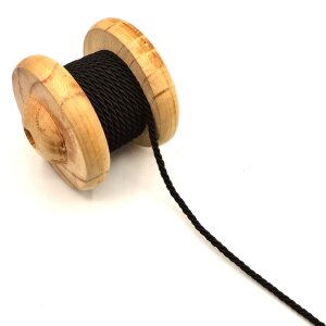 Twisted Artificial Silk Cord Black 4mm