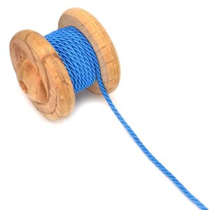Twisted Artificial Silk Cord Blue 4mm