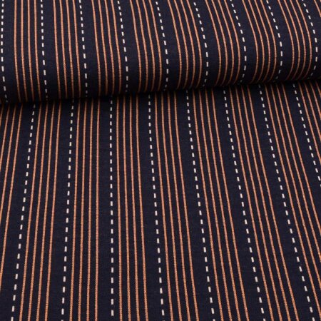 organic Cotton Jacquard hamburger love Fabric 
elastic sparkle lines dark blue