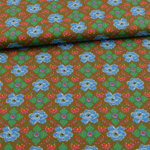 cotton fabric flower pattern Khaki