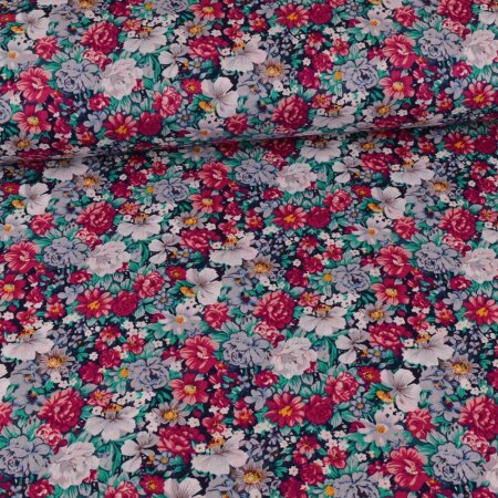 Cotton fabric flower power berry