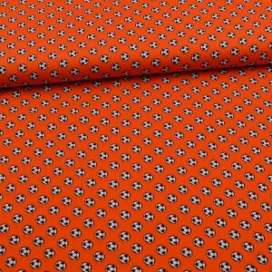 Cotton Woven Fabrics litte Footballs on orange