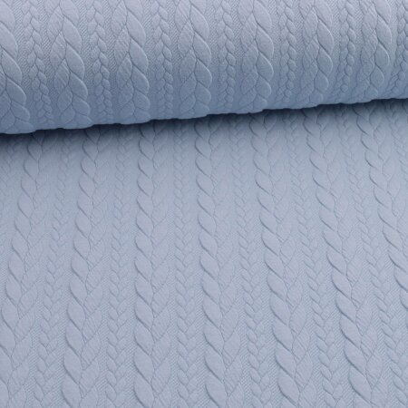 Knit Jaquard knitted fabric with braid pattern baby blue