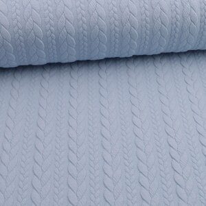 Knit Jaquard knitted fabric with braid pattern baby blue