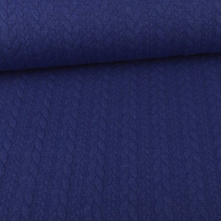 Knit Jaquard knitted fabric with Braid Pattern Royal Blue Melange
