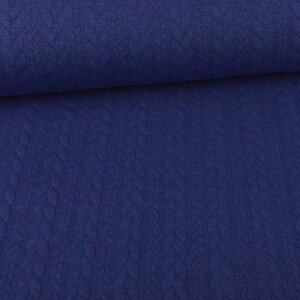 Knit Jaquard knitted fabric with Braid Pattern Royal Blue...