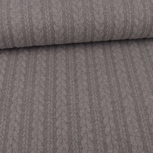 Knit Jaquard Knitted Fabric with Braid Pattern Light Grey...