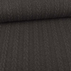 Knit Jaquard Knitted Fabric with Braid Pattern Grey Melange