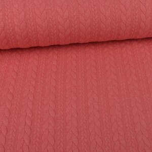 Knit Jaquard Knitted Fabric with Braid Pattern Coral Melange