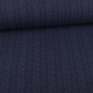 Knit Jaquard Knitted Fabric with Braid Pattern Jeans Blue...
