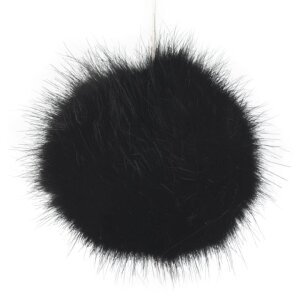 Faux Fur Pompom Black 9cm