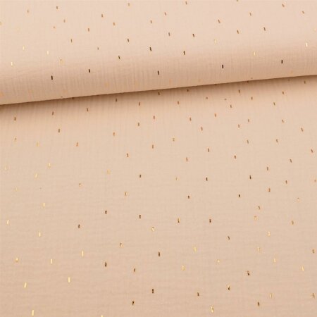 Muslin Foil Print Gold - Mini stripes creme