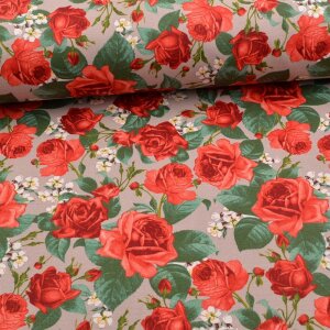 Canvas - Magical roses - red grey